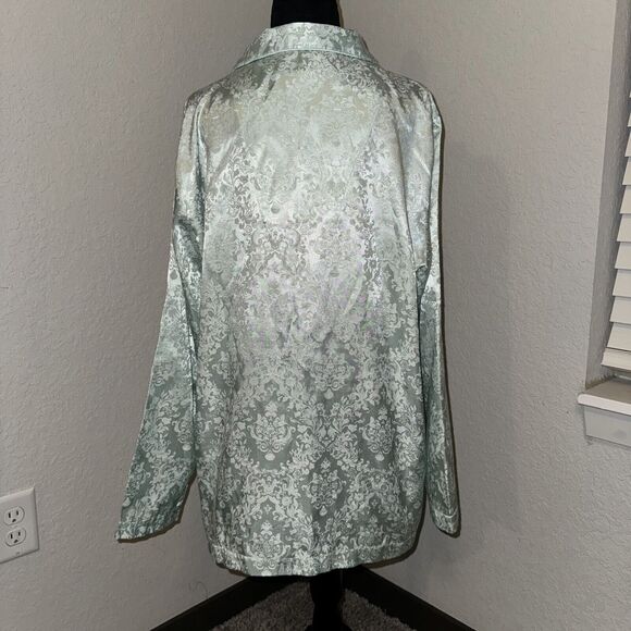 Delicates Sleepwear Set Women's Large Blue Floral Cotton Long Sleeve Button-Up - Picture 3 of 8